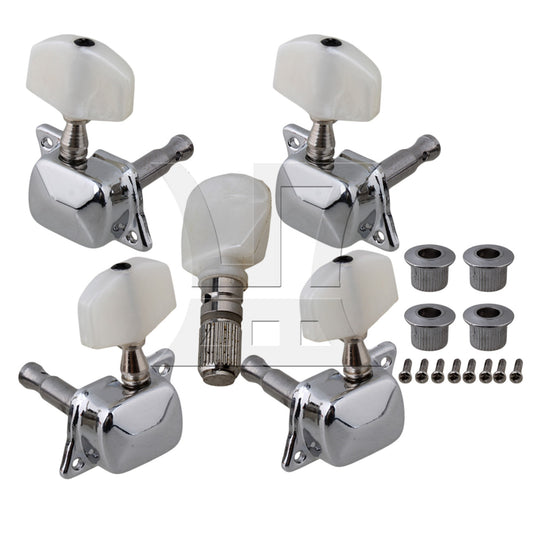 5pcs Semiclosed Banjo Machine Head Tuning Tuner Peg w/ Bushing Guitar Parts