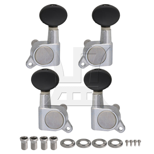 4PCS Ukulele 2R2L Chrome geared Machine Heads w/ Mounting screws