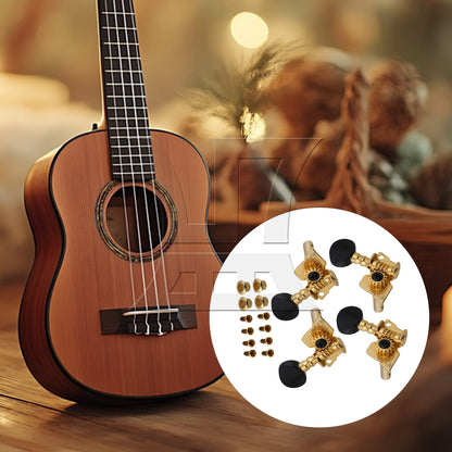 BQLZR Gold-plated 2R2L Tuning Peg Machine Head TUNERS for UKULELE Concave Button