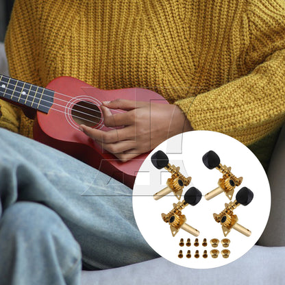BQLZR Gold-plated 2R2L Tuning Peg Machine Head TUNERS for UKULELE Concave Button