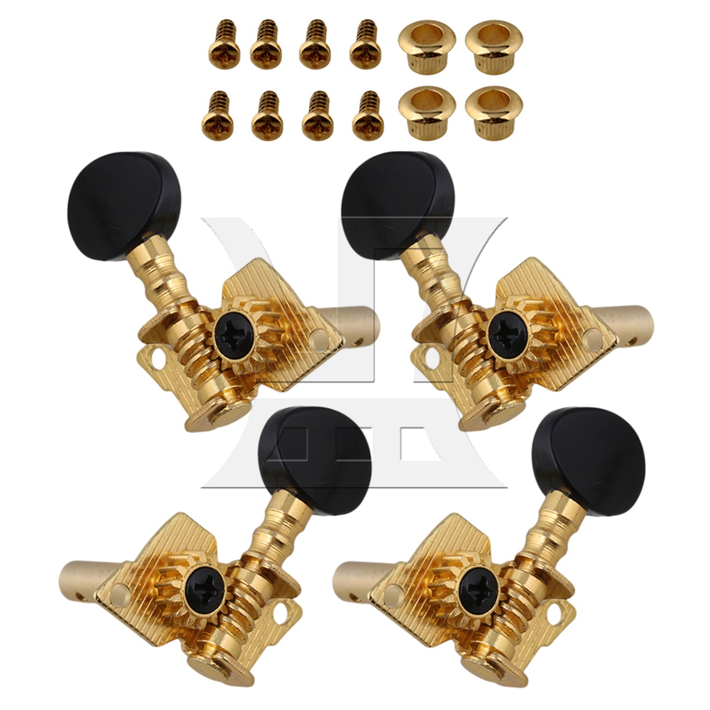 BQLZR Gold-plated 2R2L Tuning Peg Machine Head TUNERS for UKULELE Concave Button
