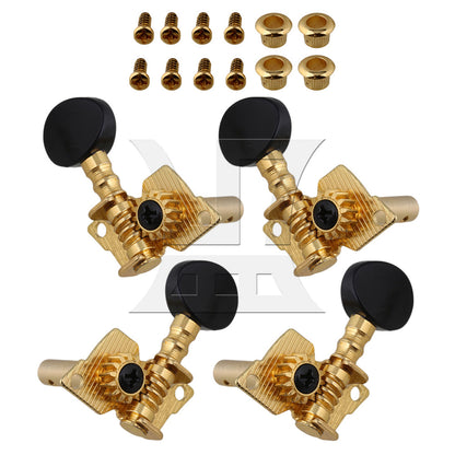 BQLZR Gold-plated 2R2L Tuning Peg Machine Head TUNERS for UKULELE Concave Button