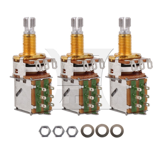 3PCS B500K18mm Gold Plated Shaft Audio Tone Guitar Potentiometer Switch