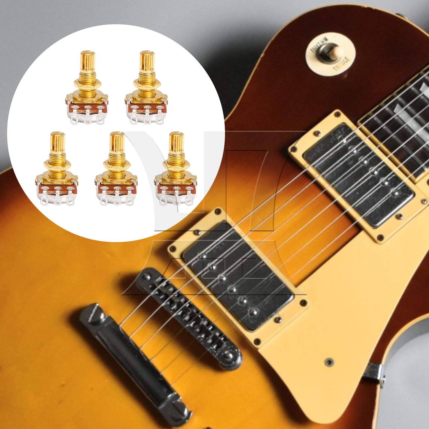 BQLZR 5PCS Guitar Potentiometers A500k With 18mm Gold Plated Shaft