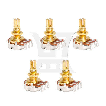 BQLZR 5PCS Guitar Potentiometers A500k With 18mm Gold Plated Shaft