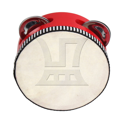 4" Traditional Wooden Natural Skinned Tambourine Musical Instrument