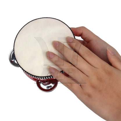 4" Traditional Wooden Natural Skinned Tambourine Musical Instrument