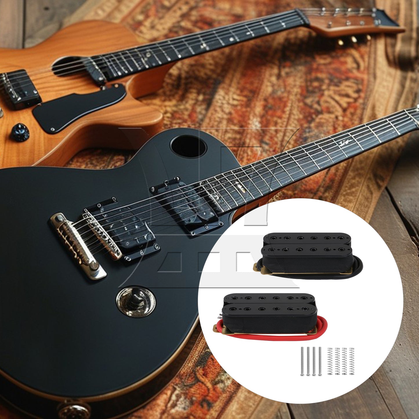 BQLZR 2pcs HBBC-XB Double Coil Metal Black Humbucker Pickups Set For Electric Guitar