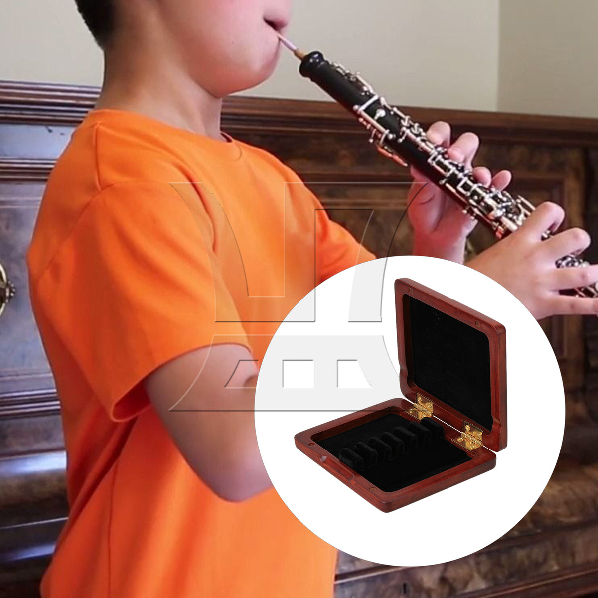 BQLZR Beautiful Wooden Oboe Reeds Box Hold 6 pcs Reeds Strong Reeds Case Red