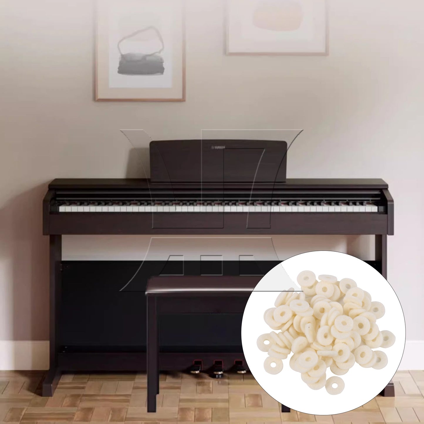 90pcs Piano Keyboard Felt Front Rail Regulating Punchings Repair Parts 12mm