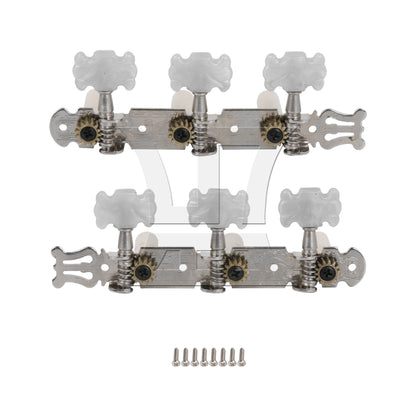BQLZR Metal Machine Heads Tuning Pegs 3R3L for Classical Wooden Guitar Chrome