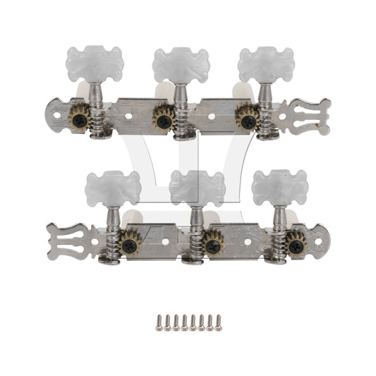 BQLZR Metal Machine Heads Tuning Pegs 3R3L for Classical Wooden Guitar Chrome