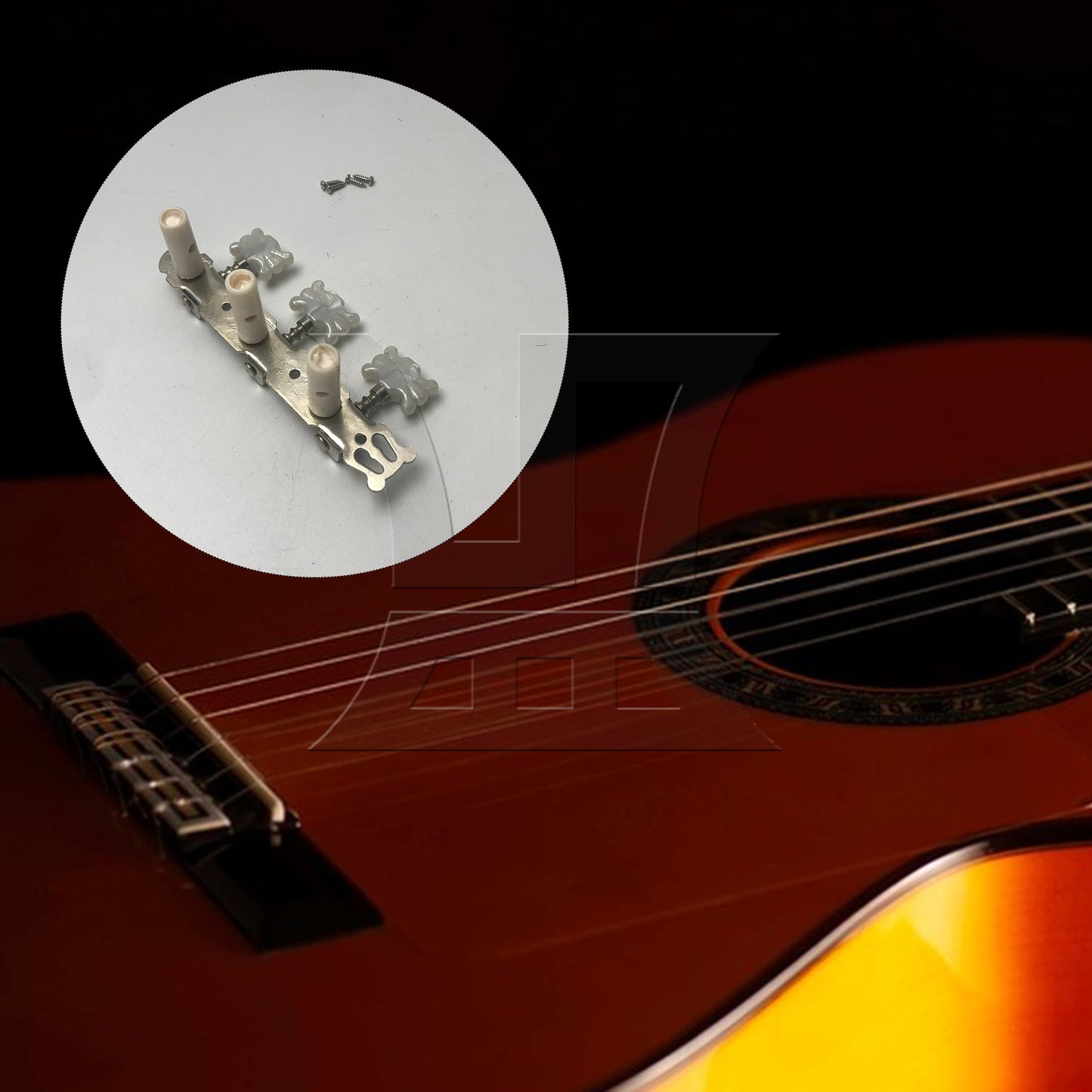 BQLZR Metal Machine Heads Tuning Pegs 3R3L for Classical Wooden Guitar Chrome