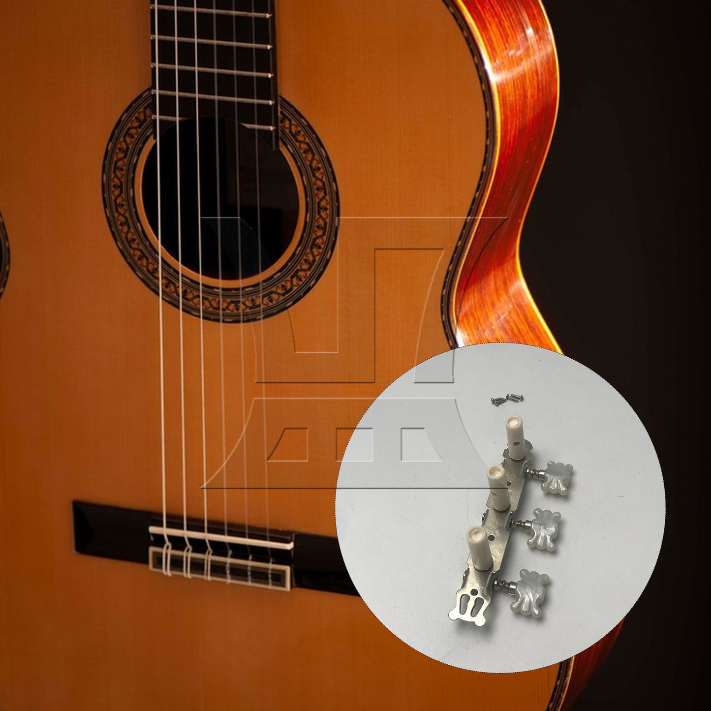 BQLZR Metal Machine Heads Tuning Pegs 3R3L for Classical Wooden Guitar Chrome