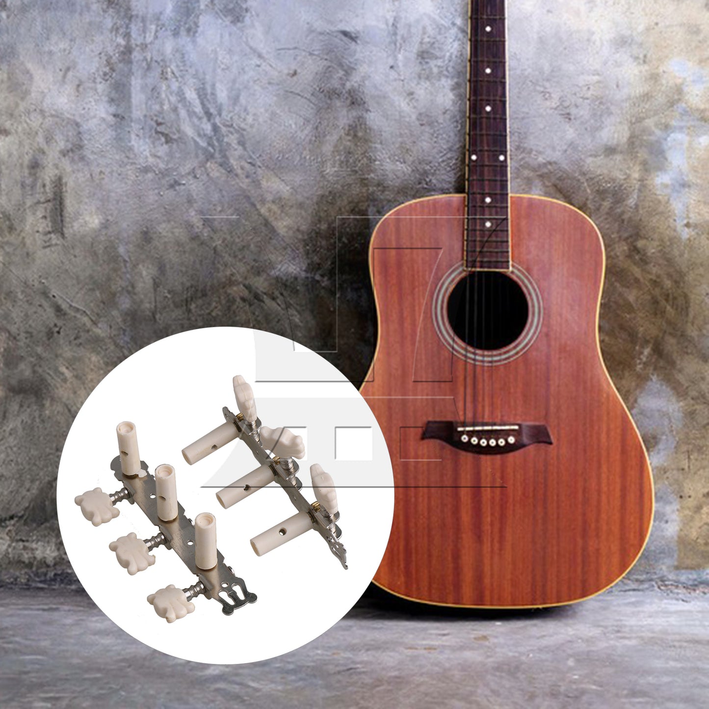 BQLZR Classical Acoustic Guitar Tuning Pegs Machine Heads Plastic Button Top Chrome