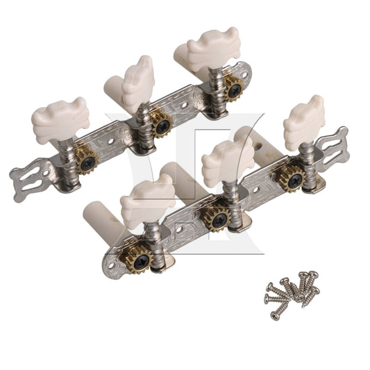 BQLZR Classical Acoustic Guitar Tuning Pegs Machine Heads Plastic Button Top Chrome
