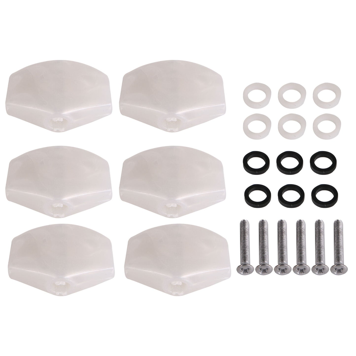 BQLZR Pack of 6 Lightweight Square Guitar Machine Head Tuning Key Button Pearl White