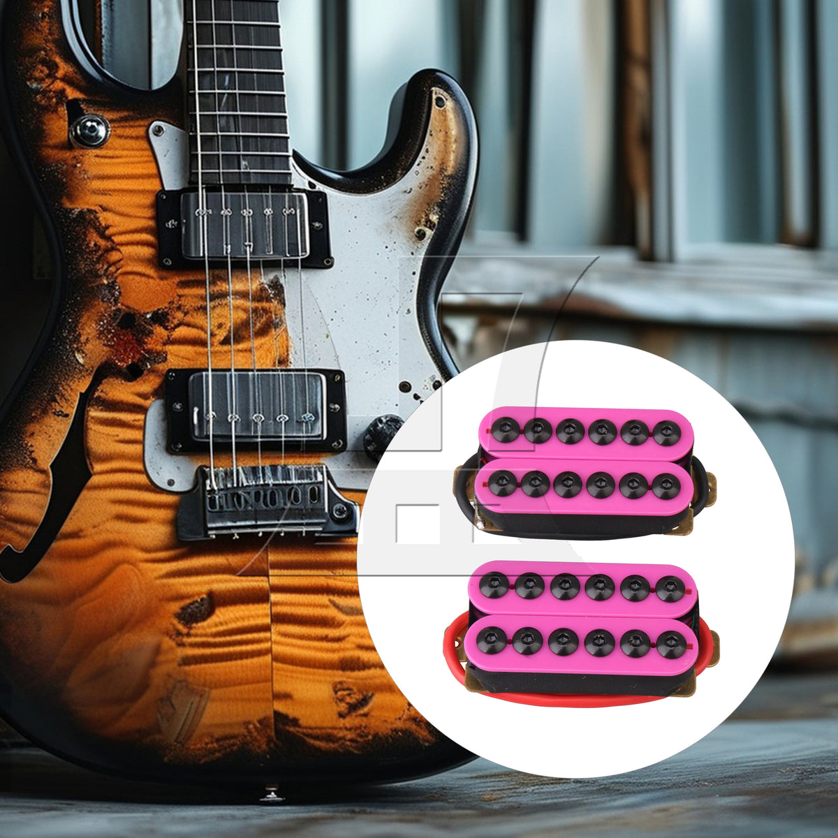 BQLZR Double Coil Guitar Humbucker Bridge Neck Pickup Set Purple Ceramic Magnet