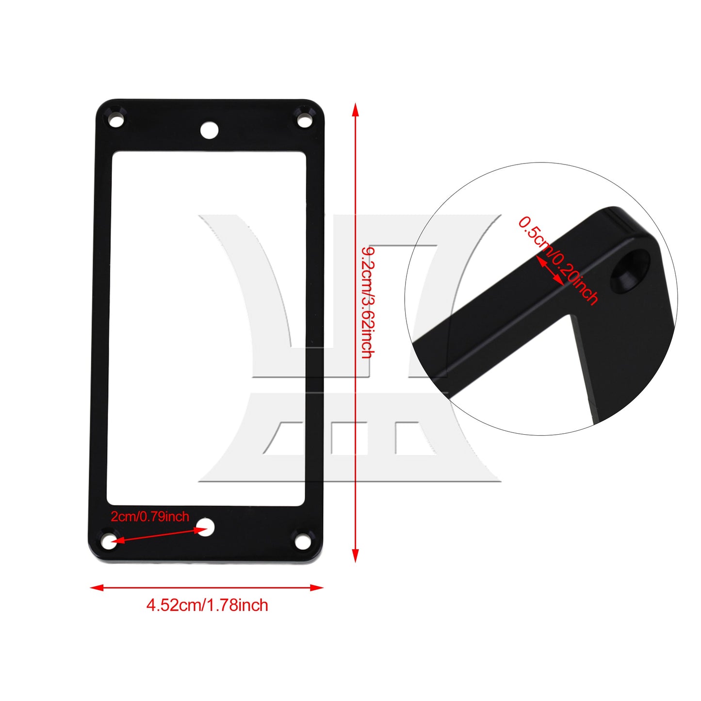 2 pcs Black ABS Flat Bottom Humbucker Pickup Mounting Ring Frames 92x45x5mm