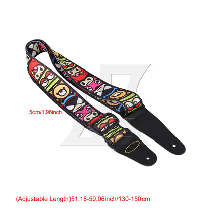 Adjustable Guitar Strap With Leather Ends for Guitar Bass Cartoon Pattern