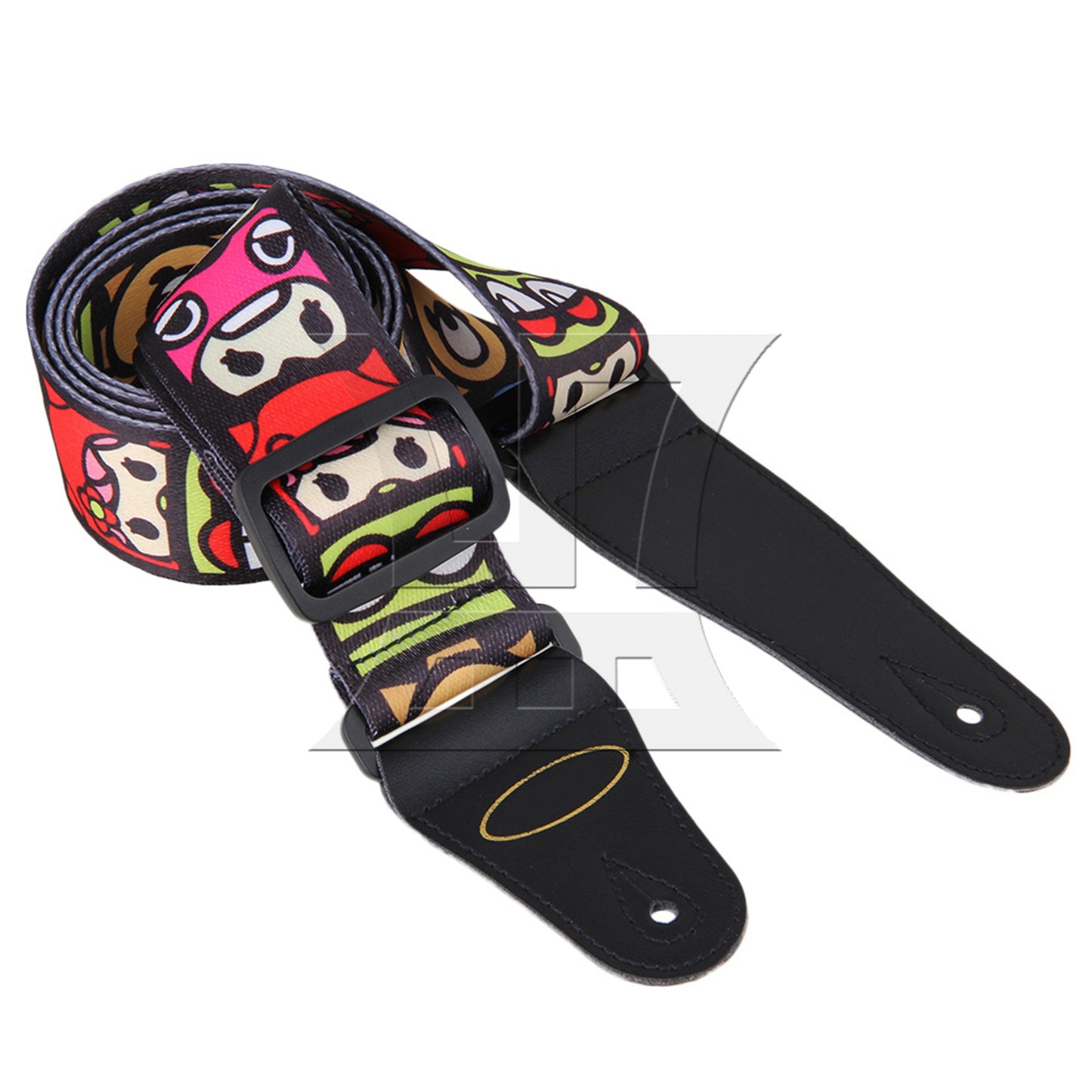 Adjustable Guitar Strap With Leather Ends for Guitar Bass Cartoon Pattern