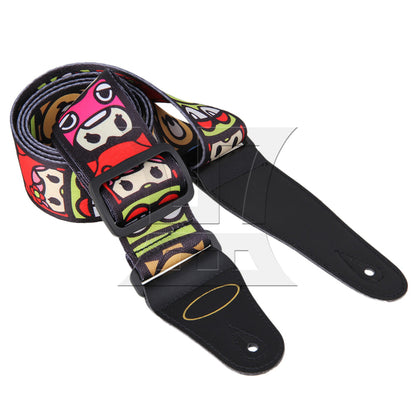 Adjustable Guitar Strap With Leather Ends for Guitar Bass Cartoon Pattern