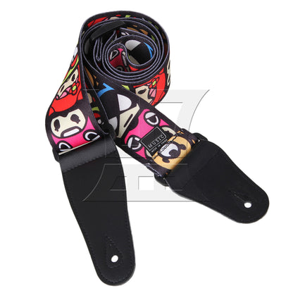 Adjustable Guitar Strap With Leather Ends for Guitar Bass Cartoon Pattern