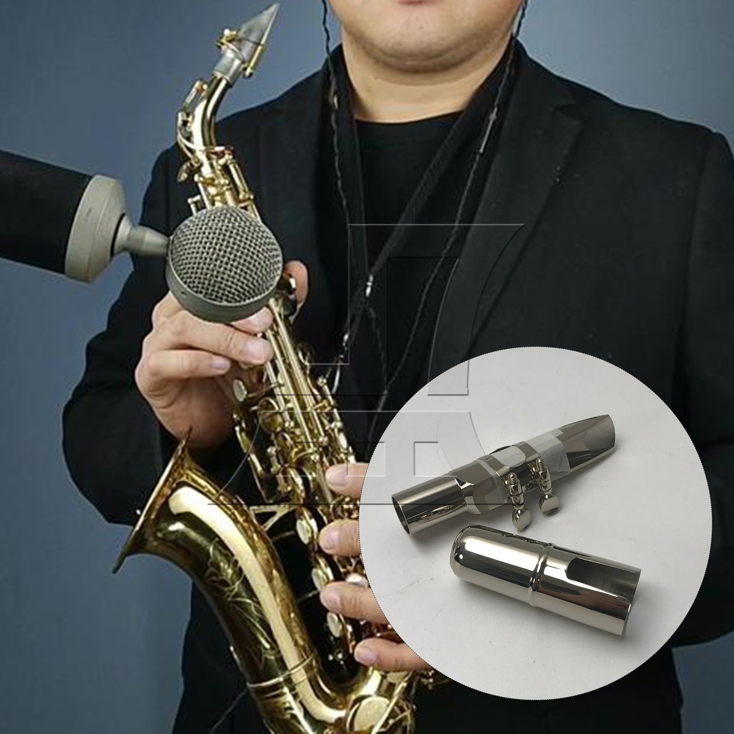 BQLZR Tenor Saxophone Sax Mouthpiece Cap Ligature BQLZR Silver plate #7 Good Sound