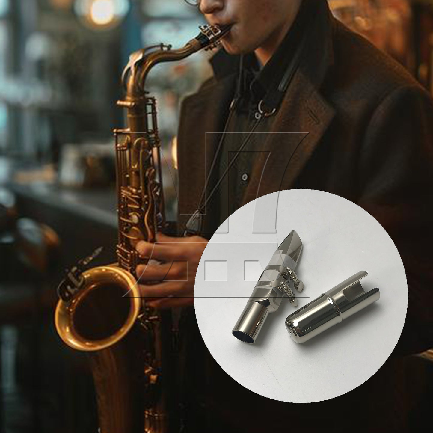 BQLZR Tenor Saxophone Sax Mouthpiece Cap Ligature BQLZR Silver plate #7 Good Sound