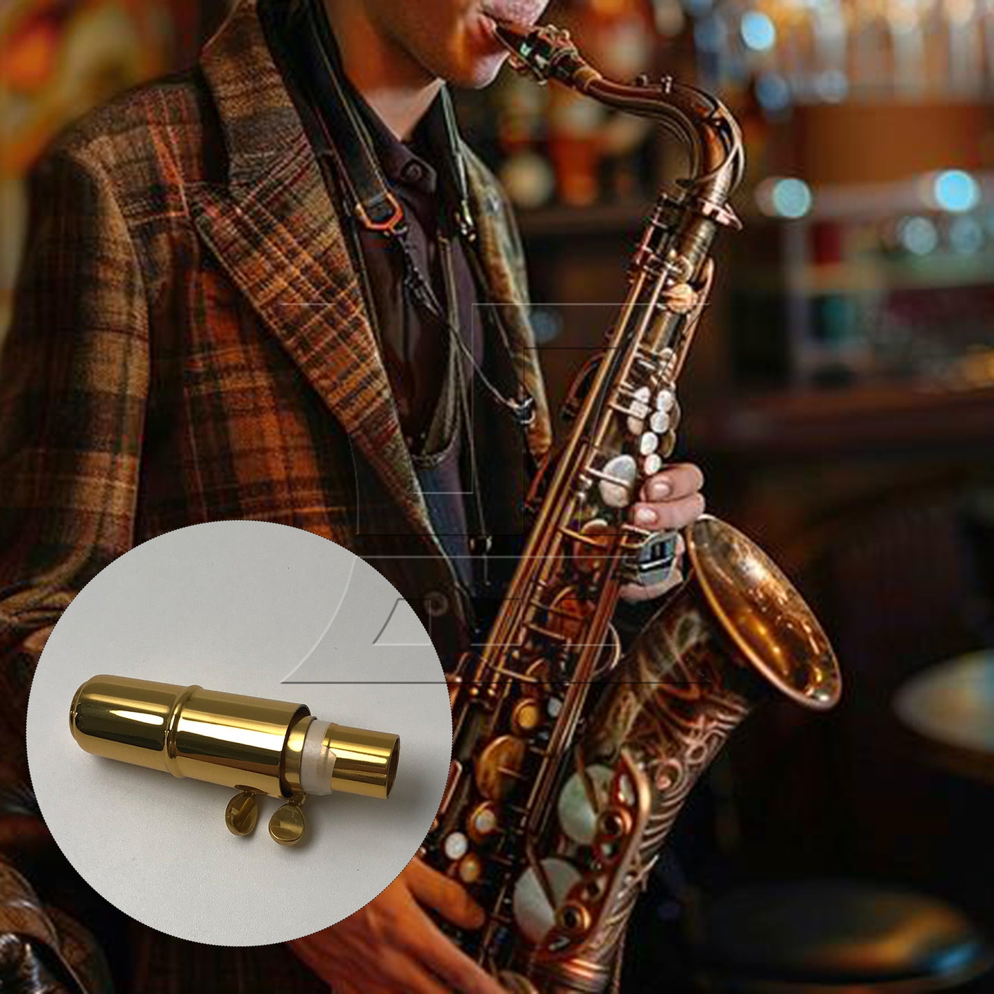 BQLZR Gold plated #7 B Flat Soprano Sax Saxophone Mouthpiece with Ligature Part