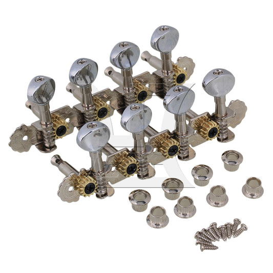 2pcs Mandolin Guitar 4L+4R 8 String Silver Oval Button Professional Tuners BQLZR