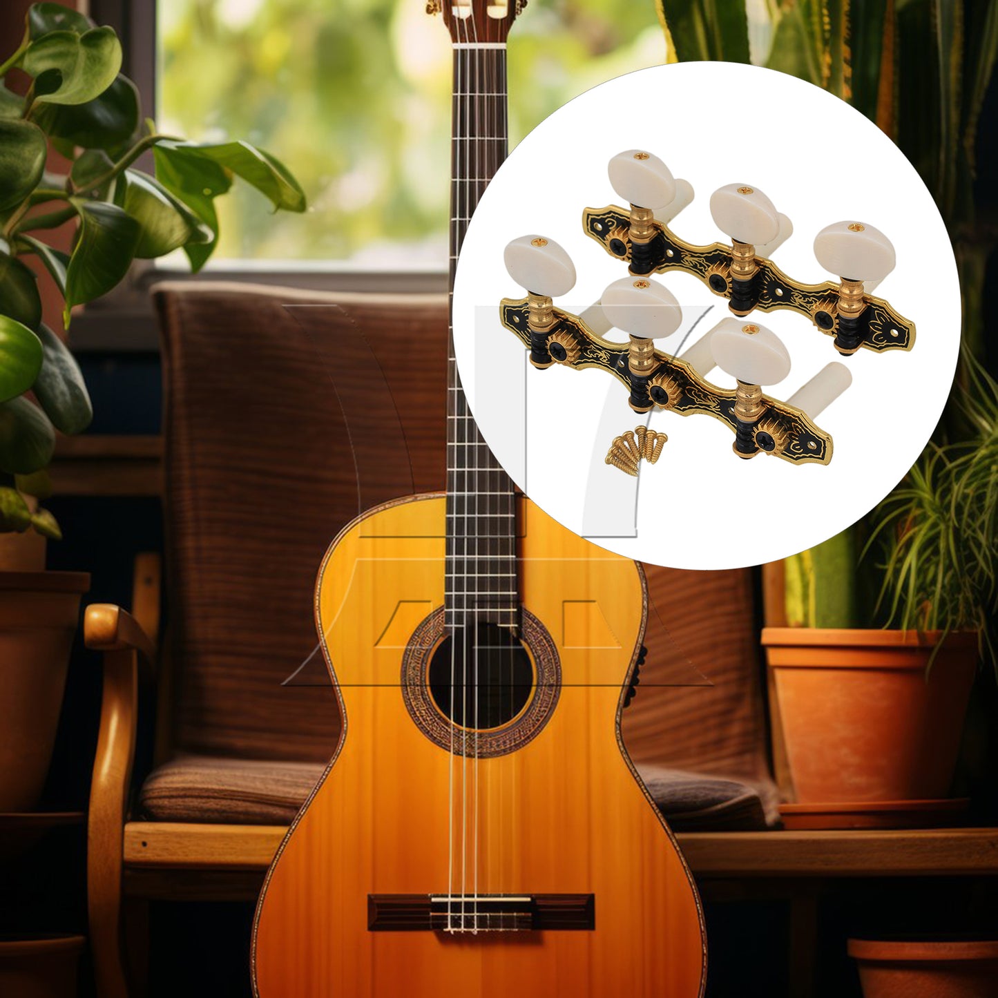 BQLZR  BQLZR Classic Guitar 3 On Plate 1L1R Black Machine with Beige Head