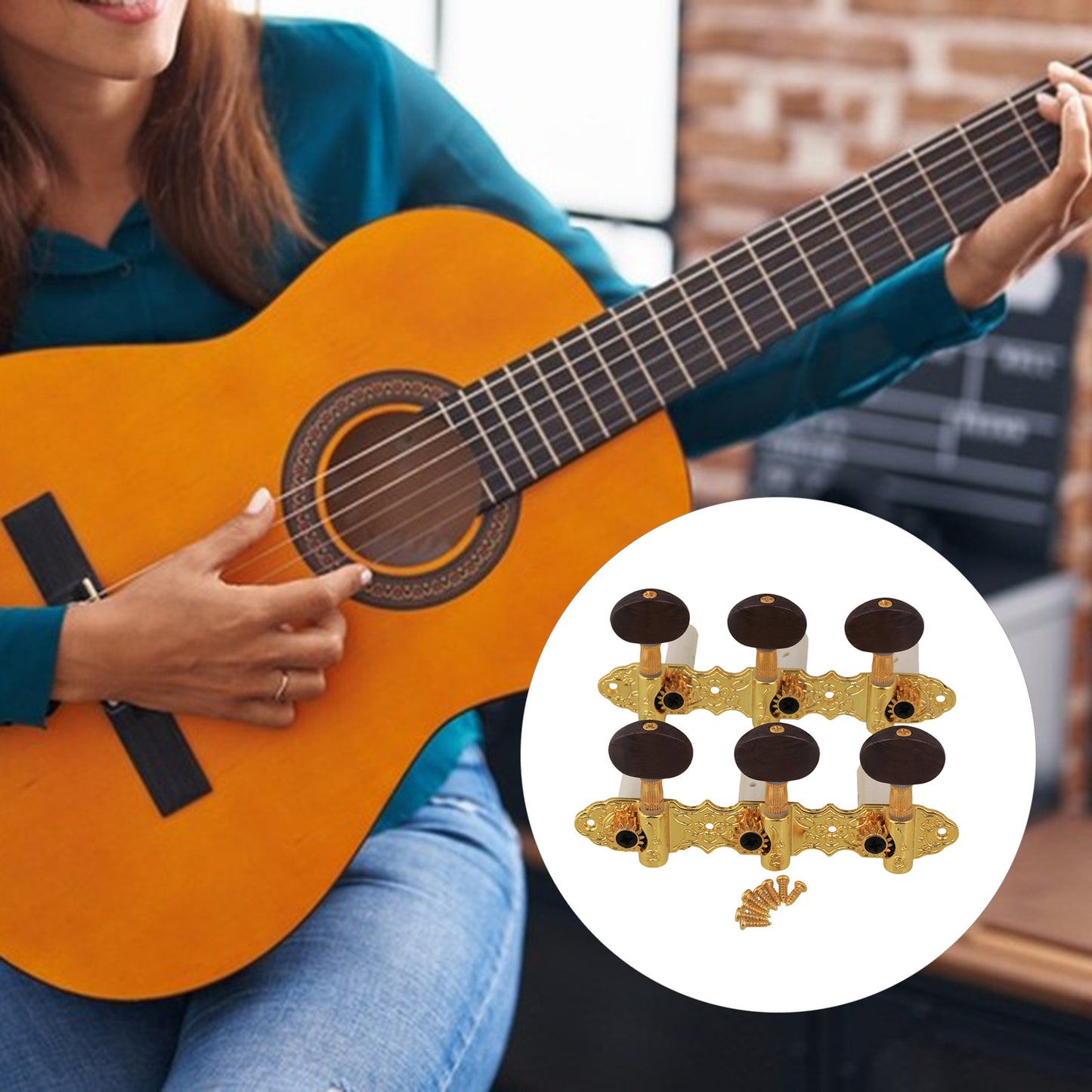BQLZR 2x Golden Classic Guitar Machine Head Tuner 1L1R with Amber Oval Button