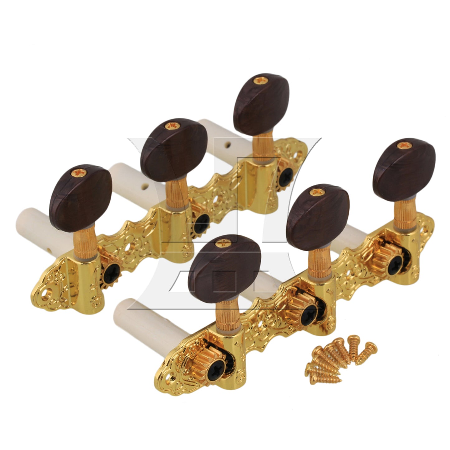 BQLZR Golden Classic Guitar Machine Head Tuner 1L1R with Amber Oval Button