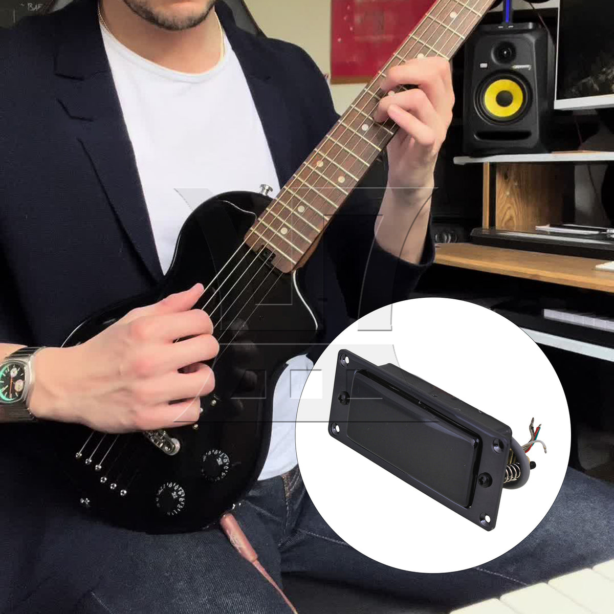 BQLZR Black Guitar Double Coil Pickup Set For Electric Parts Aluminum Alloy