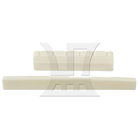 White Bridge Saddle & 50mm Slotted Nut for Classical Guitar