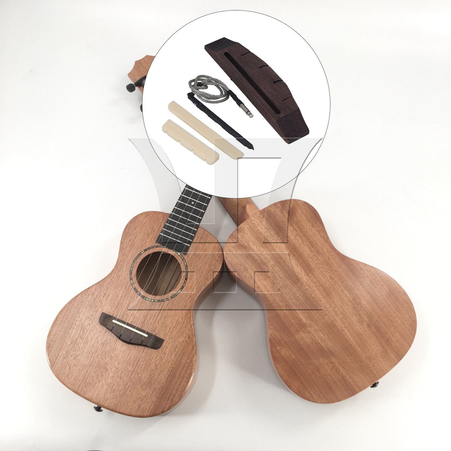 A Set of Rosewood Bridge Piezo Bridge Saddle Nut for Ukulele Guitar E-acoustic