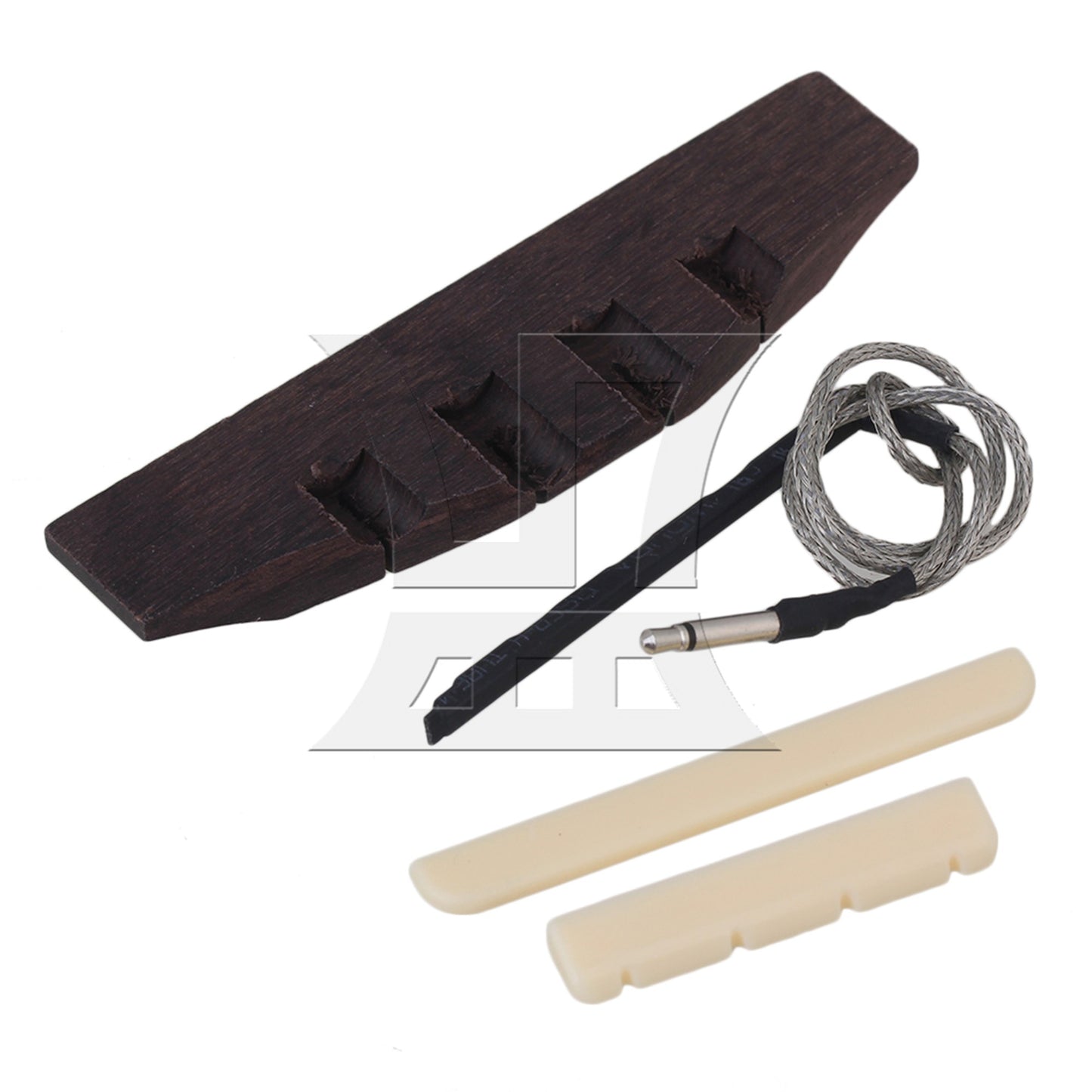 A Set of Rosewood Bridge Piezo Bridge Saddle Nut for Ukulele Guitar E-acoustic