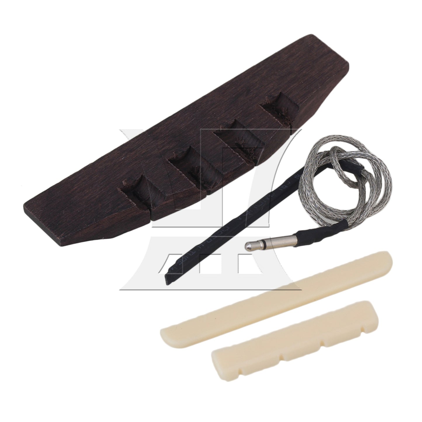 A Set of Rosewood Bridge Piezo Bridge Saddle Nut for Ukulele Guitar E-acoustic