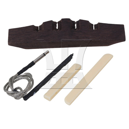 A Set of Rosewood Bridge Piezo Bridge Saddle Nut for Ukulele Guitar E-acoustic