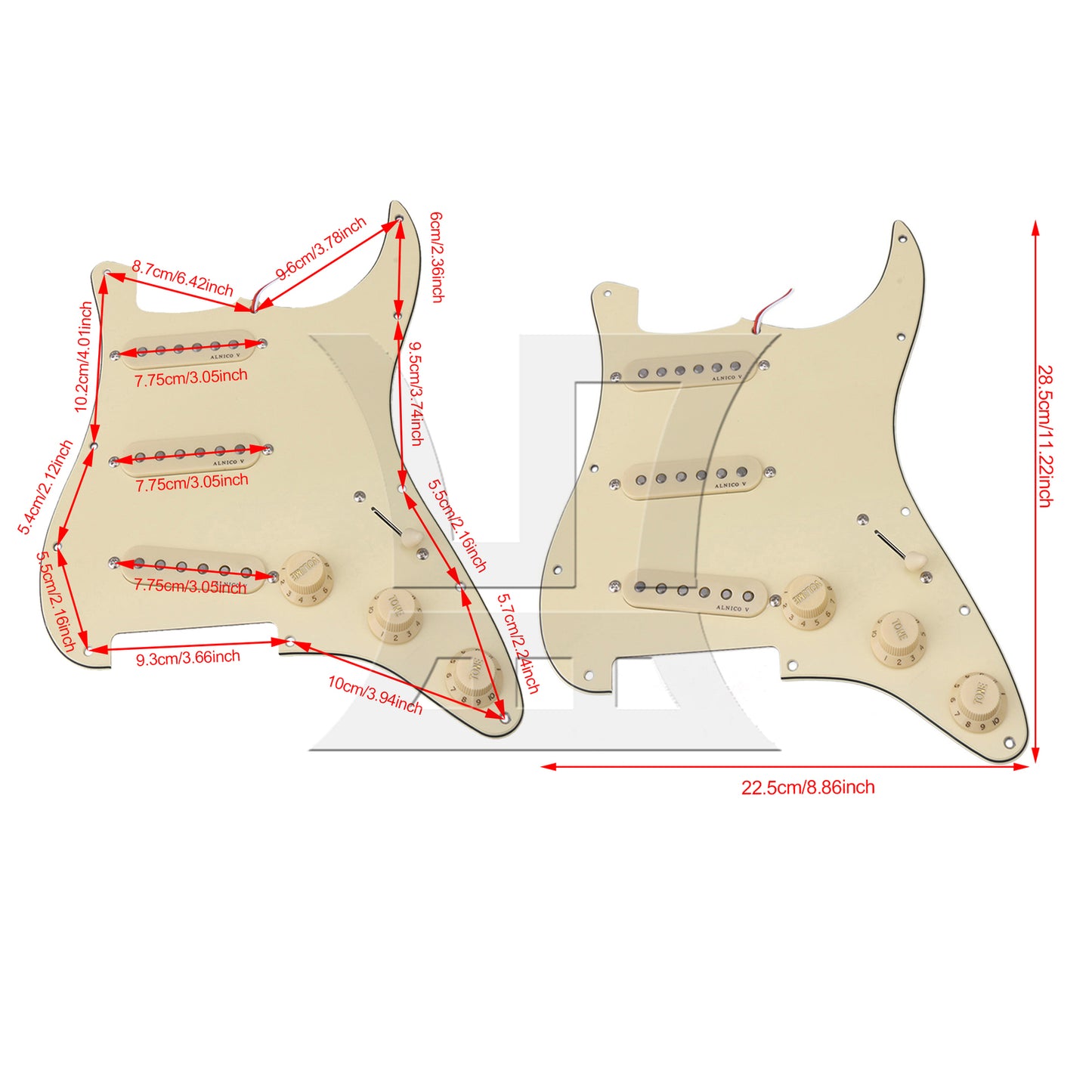 BQLZR 3-ply SSS Pickguard Scratch Plate Assembly for Electric Guitar