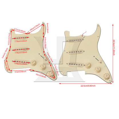 BQLZR 3-ply SSS Pickguard Scratch Plate Assembly for Electric Guitar