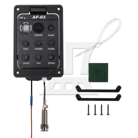 Black Guitar Preamp Piezo Pickup Tuner Plastic 301 Folk Acoustic Pickup