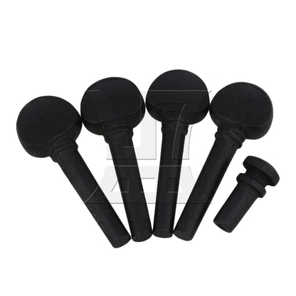 Wood Stained Black 1/2 Violin Tuning Pegs with Tail End 51 x 20mm