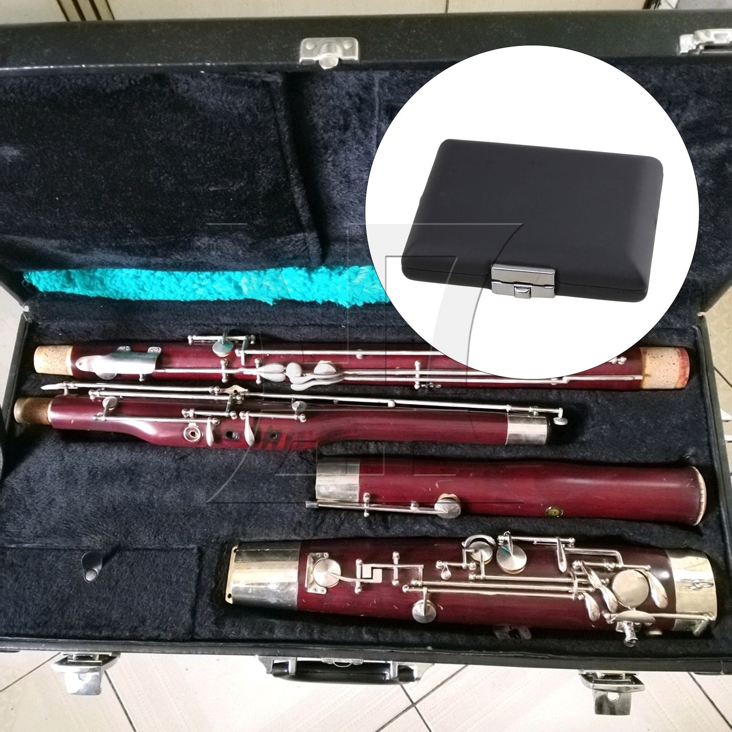 Black Bassoon Reed Box Case with Flannel Slot Hold 3pcs Bassoon Reeds