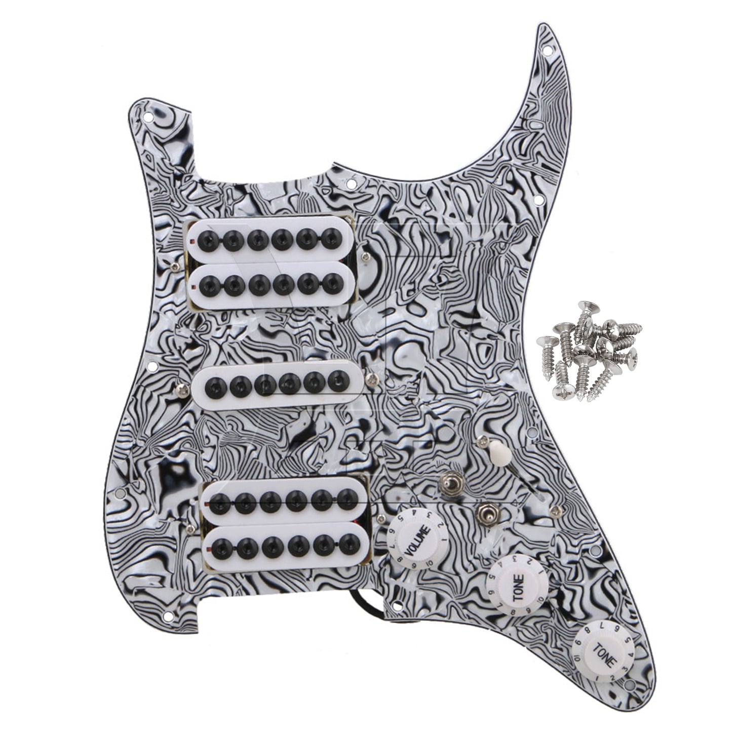 BQLZR Electric Guitar HSH Pickguard 3-ply Black White with Screwdriver & Screws Set