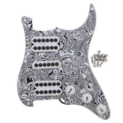 BQLZR Electric Guitar HSH Pickguard 3-ply Black White with Screwdriver & Screws Set