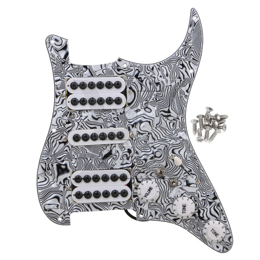 BQLZR Electric Guitar HSH Pickguard 3-ply Black White with Screwdriver & Screws Set
