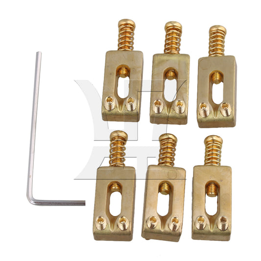 6pcs Gold Color BQLZR Brass Compensated Saddles for Electric Guitar Bridge