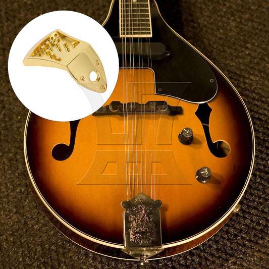 Metal 75x45x9mm Triangle 8-String Mandolin Tailpiece Golden Guitar Parts
